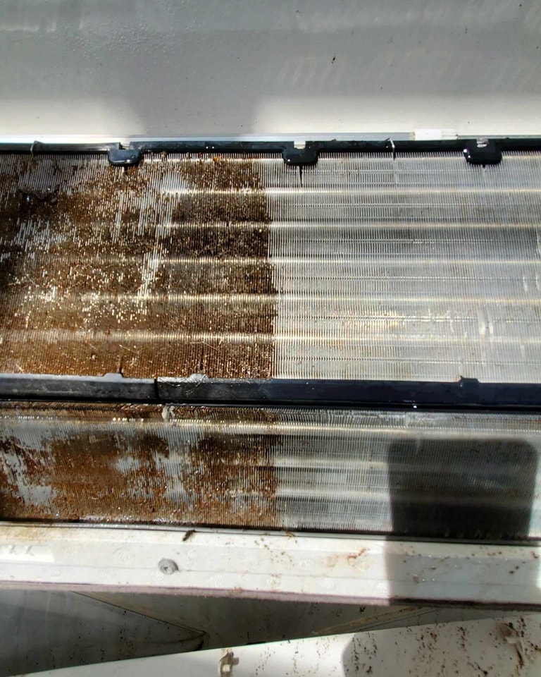 split air conditioner cleaning before and after result