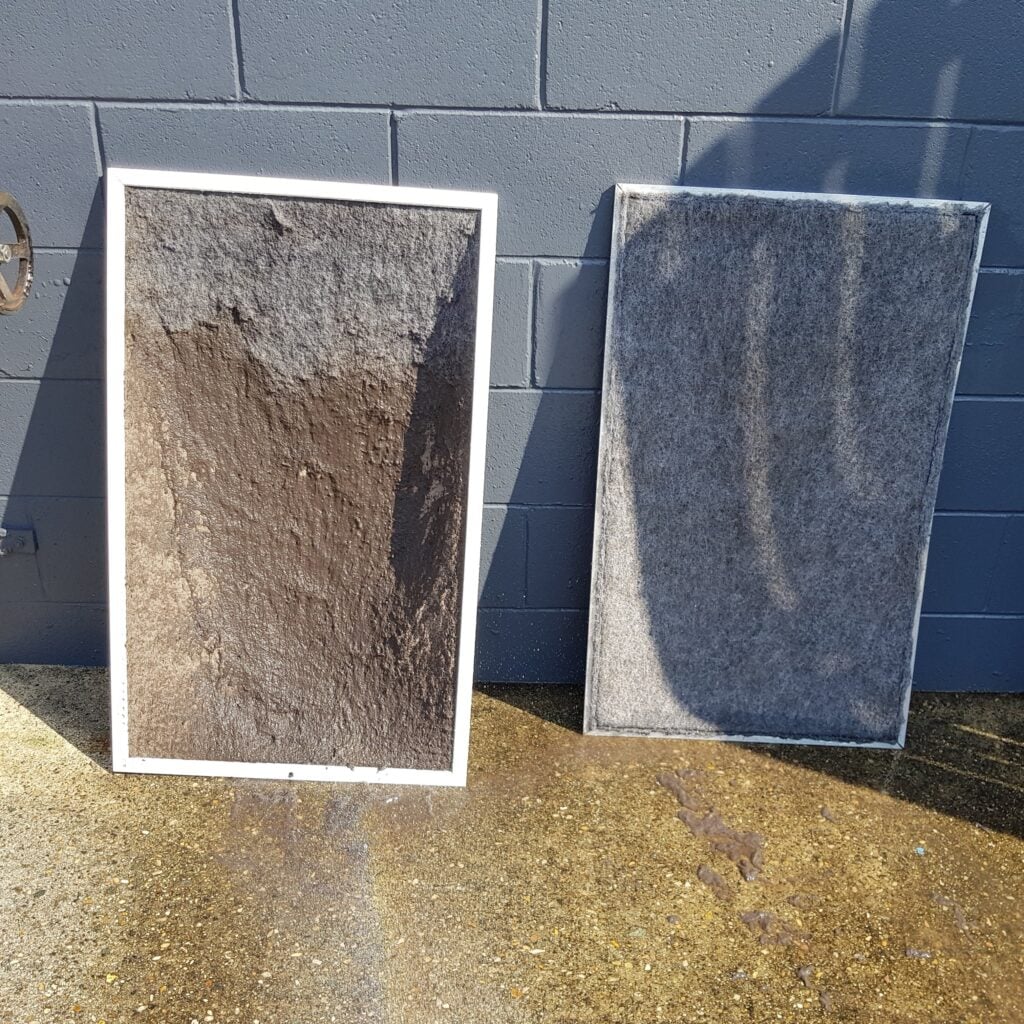 before and after aircon filter cleaning