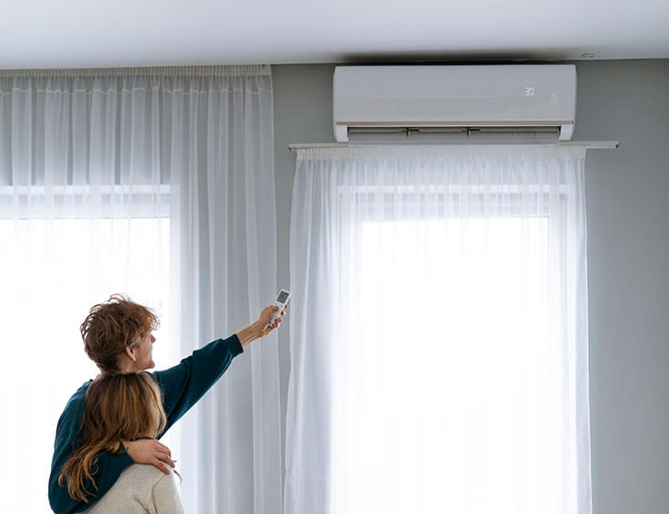 A new split AC unit was installed on a wall.